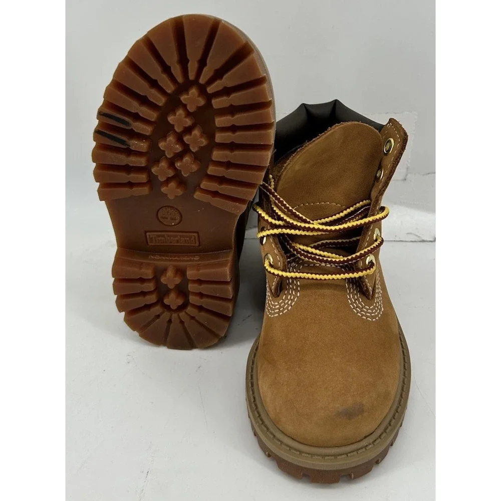 Timberland 12809 Tan Leather Combat Boots Kids Size 7M